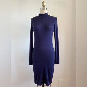 Wilfred Free, Size XXS, Long sleeve, backless, knit halter dress, deep indigo.